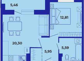 Продам однокомнатную квартиру, 47.3 м2, Брянск, ЖК Резиденция Гринпарк, улица имени О.С. Визнюка, 20