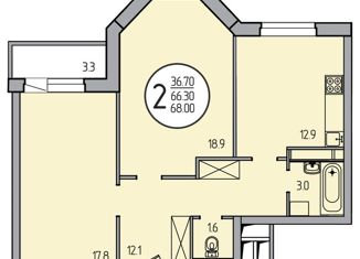 Продажа двухкомнатной квартиры, 68 м2, Череповец, ЖК Современник, улица Монтклер, 10к3