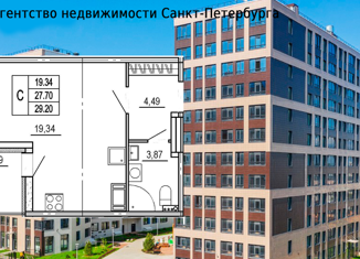 Квартира на продажу студия, 29 м2, Санкт-Петербург, Кузнецовская улица, 58к2, ЖК Статус у Парка Победы