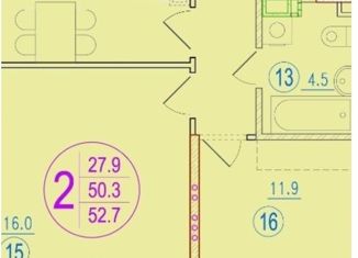 Продается двухкомнатная квартира, 52.7 м2, Астрахань, улица Ахшарумова, 25, ЖК Центральный