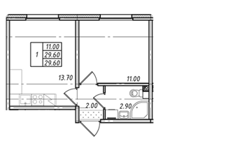 Продается 1-комнатная квартира, 29.6 м2, посёлок Ковалёво, посёлок Ковалёво, 77