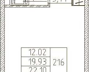 Квартира на продажу студия, 22.1 м2, Санкт-Петербург, Товарищеский проспект, 19, муниципальный округ № 54