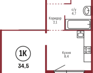 Продажа 1-комнатной квартиры, 34.5 м2, рабочий поселок Южный, улица Герцена, 3к2