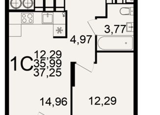 Продам 1-ком. квартиру, 37.25 м2, Рязань, Берёзовая улица, 5