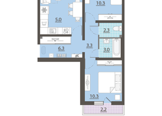 Двухкомнатная квартира на продажу, 65 м2, посёлок Мичуринский