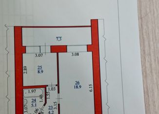 1-комнатная квартира на продажу, 44.4 м2, Самара, улица Карбышева, 61Б, метро Спортивная