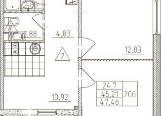 Продам 2-ком. квартиру, 45.21 м2, Санкт-Петербург, Товарищеский проспект, 19, метро Улица Дыбенко