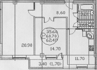 Продается двухкомнатная квартира, 61.9 м2, Апрелевка, улица Горького, 25
