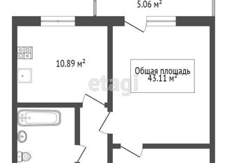 1-комнатная квартира на продажу, 48 м2, рабочий посёлок Краснообск, Восточная улица