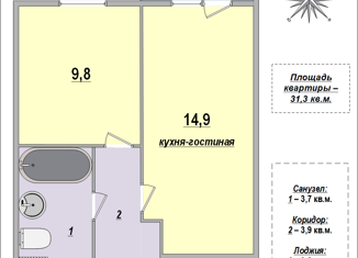 Продам 1-комнатную квартиру, 31.3 м2, Санкт-Петербург, Русановская улица, 28, метро Пролетарская