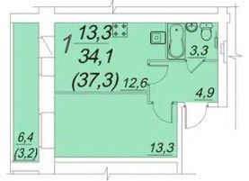 Продаю 1-комнатную квартиру, 32.56 м2, Вологда, улица Новаторов, микрорайон Южный