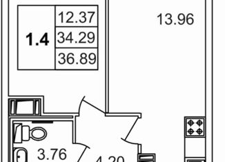 Продажа 1-комнатной квартиры, 36 м2, Санкт-Петербург, ЖК Приневский, Русановская улица, 18к6