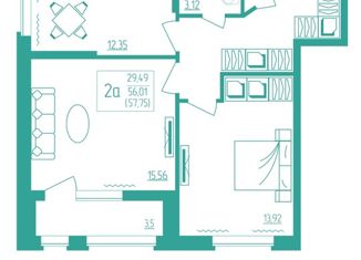 Продается 2-ком. квартира, 57.74 м2, Мордовия, улица Косарева