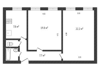 Продажа двухкомнатной квартиры, 62.2 м2, Санкт-Петербург, Боровая улица, 76, Боровая улица