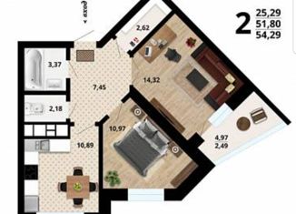 Продажа 2-ком. квартиры, 54.3 м2, Воронеж, ЖК Университетский, улица Ломоносова, 80