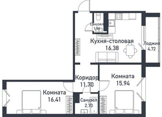 Продается трехкомнатная квартира, 64.9 м2, Челябинская область, Ласковая улица, 15