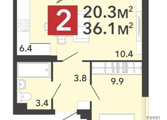 Продается 2-комнатная квартира, 36.1 м2, село Засечное, ЖК Радужные Дворы, жилой комплекс Радужные Дворы, с76