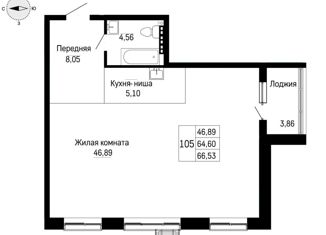 3-ком. квартира на продажу, 64.3 м2, Владивосток, Опорная улица, 18Ак4
