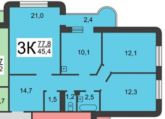 Продается трехкомнатная квартира, 75.4 м2, Нижний Новгород, улица Движенцев, 1, Канавинский район