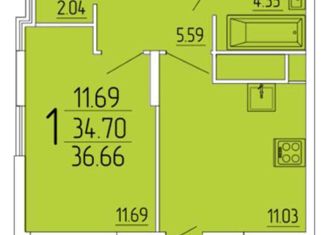 Продам однокомнатную квартиру, 36.66 м2, Пенза, улица Студёный Кордон, 47