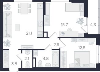 Продаю 2-ком. квартиру, 73 м2, Екатеринбург, ЖК Ботаника Лайф, улица 8 Марта, 204Ж