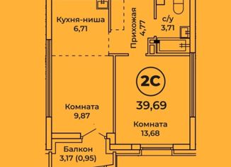 Продажа 2-ком. квартиры, 38.7 м2, Барнаул, Пролетарская улица, 151Б, ЖК Ютссон