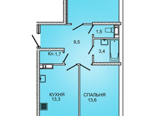 Продажа 2-комнатной квартиры, 64.3 м2, Краснодар, улица им. Героя Сарабеева В.И., 3, ЖК Керченский