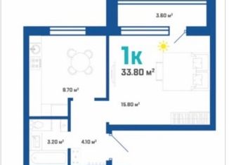 Продается 1-комнатная квартира, 33.8 м2, Ялуторовск, улица Новикова, 1