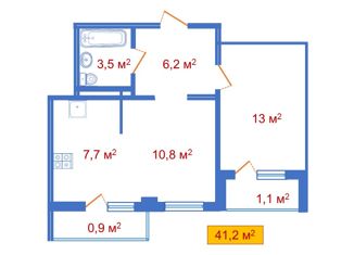 Однокомнатная квартира на продажу, 41.2 м2, Краснодарский край, улица им. Мурата Ахеджака, 12к4