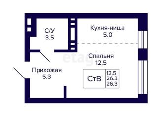 Квартира на продажу студия, 26 м2, Новосибирск, 18-й Бронный переулок, 16, метро Студенческая