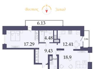 Продажа 2-комнатной квартиры, 66.1 м2, Санкт-Петербург, Варшавская улица, 6к1, метро Электросила