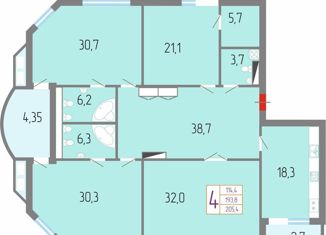 Продажа четырехкомнатной квартиры, 199 м2, Краснодар, улица Фёдора Лузана, 23, улица Федора Лузана