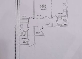 3-комнатная квартира на продажу, 89 м2, Владимир, улица Нижняя Дуброва, 15, ЖК Орбита