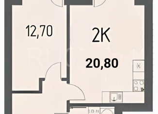 Продается 2-ком. квартира, 51.7 м2, деревня Кисловка, улица Василия Кандинского, 1/1