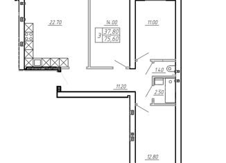 Продам 3-комнатную квартиру, 75 м2, посёлок Пригородный