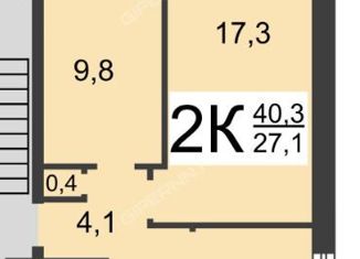 Продается 2-комнатная квартира, 40.3 м2, Нижний Новгород, Приокский район, улица Маршала Жукова, 9