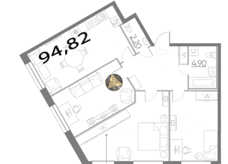 Продается 3-комнатная квартира, 94.82 м2, Санкт-Петербург, Красногвардейский переулок, 14, Красногвардейский переулок