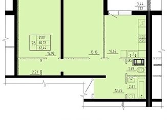 Продается 2-комнатная квартира, 62.4 м2, городской посёлок Сиверский, улица Военный Городок, 2