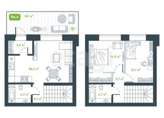 Продаю таунхаус, 86 м2, рабочий посёлок Кольцово