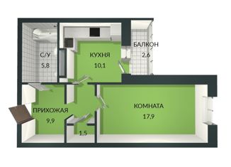 Продажа однокомнатной квартиры, 45.2 м2, Санкт-Петербург, проспект Пятилеток, 13к1, проспект Пятилеток