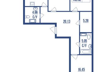 Продам 3-ком. квартиру, 105 м2, Санкт-Петербург, Тележная улица, 17-19, муниципальный округ Лиговка-Ямская