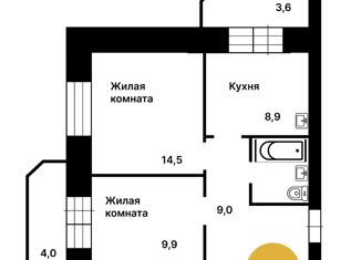 1-комнатная квартира на продажу, 49 м2, Амурская область, улица Ломоносова, 249