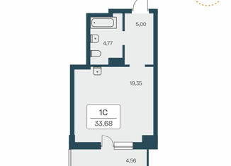 Продам квартиру студию, 33.68 м2, Новосибирск, улица Зорге, 229/3, ЖК Времена года