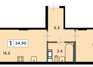 Продажа 1-комнатной квартиры, 34.9 м2, деревня Скотное, Рождественская улица, 2, ЖК Ёлки Вилладж