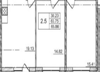 Продается 2-ком. квартира, 63.75 м2, Санкт-Петербург, ЖК Чистое Небо, проспект Авиаконструкторов, 67к1