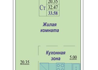 Продам квартиру студию, 33.58 м2, Новосибирск, улица Виталия Потылицына, 9/4, метро Октябрьская