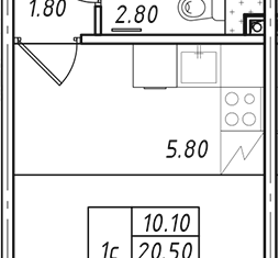 Продам квартиру студию, 20.5 м2, посёлок Ковалёво