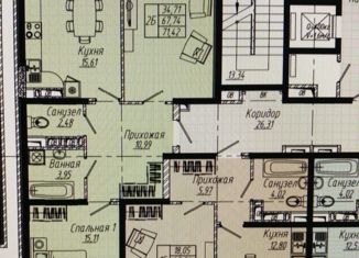 Продается 2-ком. квартира, 68 м2, Краснодар, Стахановская улица, 1/5к5, микрорайон Авиагородок