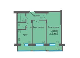 Продается 2-ком. квартира, 60 м2, Новочебоксарск