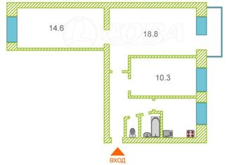 Продам трехкомнатную квартиру, 57 м2, Тюмень, улица Малышева, 22, Ленинский округ